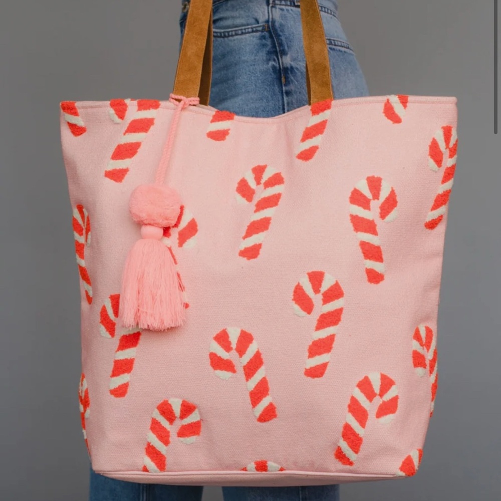 Panache Pink and Red Candy Cane Tote